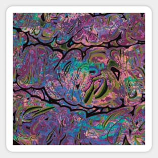 Girly Graffiti - Paint Pour Art - Unique and Vibrant Modern Home Decor for enhancing the living room, bedroom, dorm room, office or interior. Digitally manipulated acrylic painting. Sticker